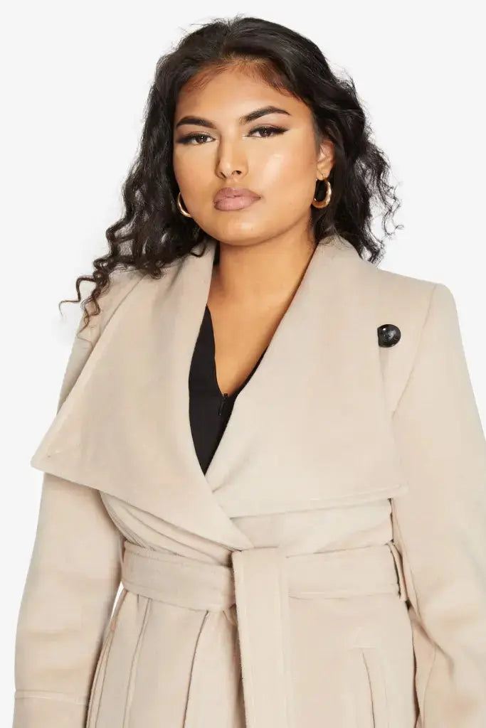 Harpreet Waterfall Lapel Double Breasted Duster Coat