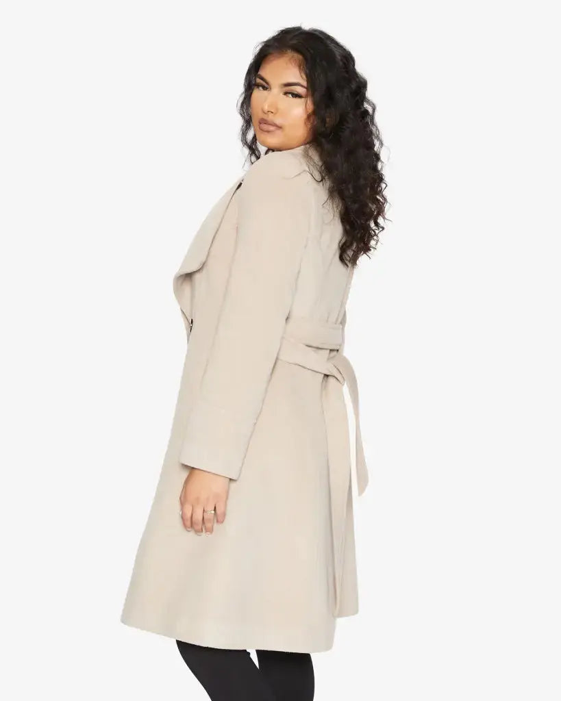 Harpreet Waterfall Lapel Double Breasted Duster Coat