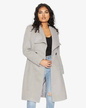 Harpreet Waterfall Lapel Double Breasted Duster Coat