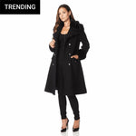 De La Creme - Women's Military Faux Fur Trim Midi Coat