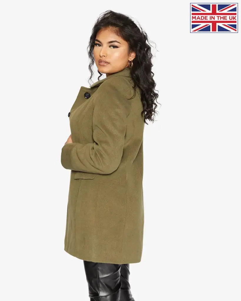 Womens Wool Blend Hip Length Covert Coat