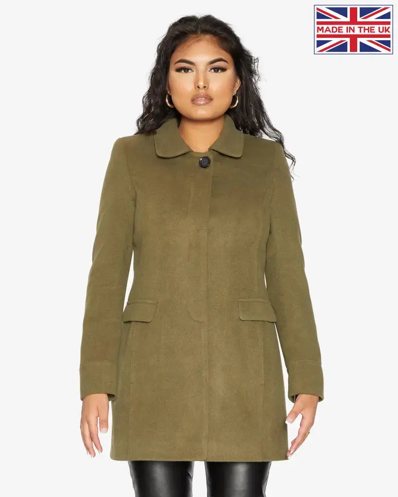 Womens Wool Blend Hip Length Covert Coat