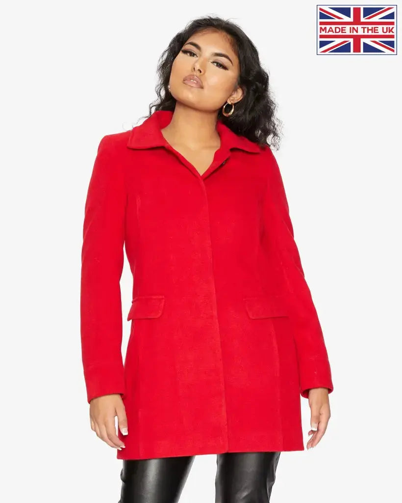 Womens Wool Blend Hip Length Covert Coat