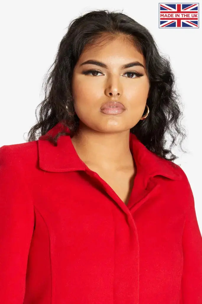 Womens Wool Blend Hip Length Covert Coat