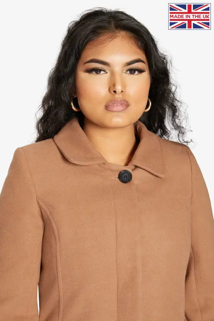 Womens Wool Blend Hip Length Covert Coat