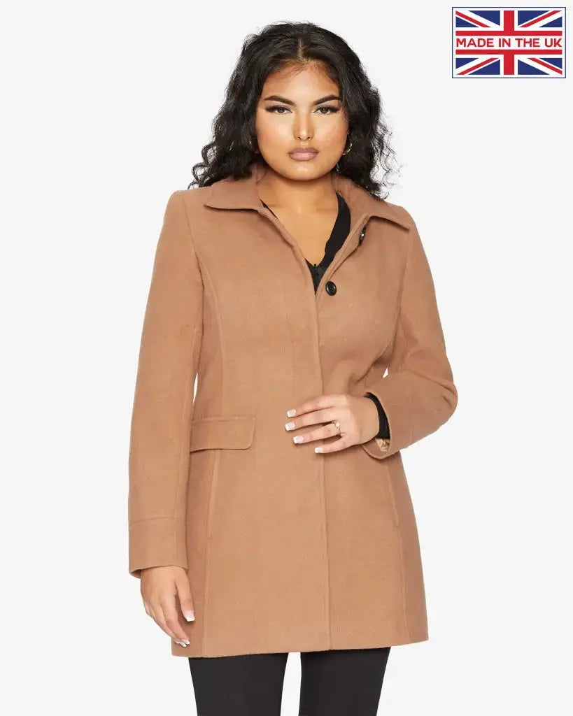 Womens Wool Blend Hip Length Covert Coat