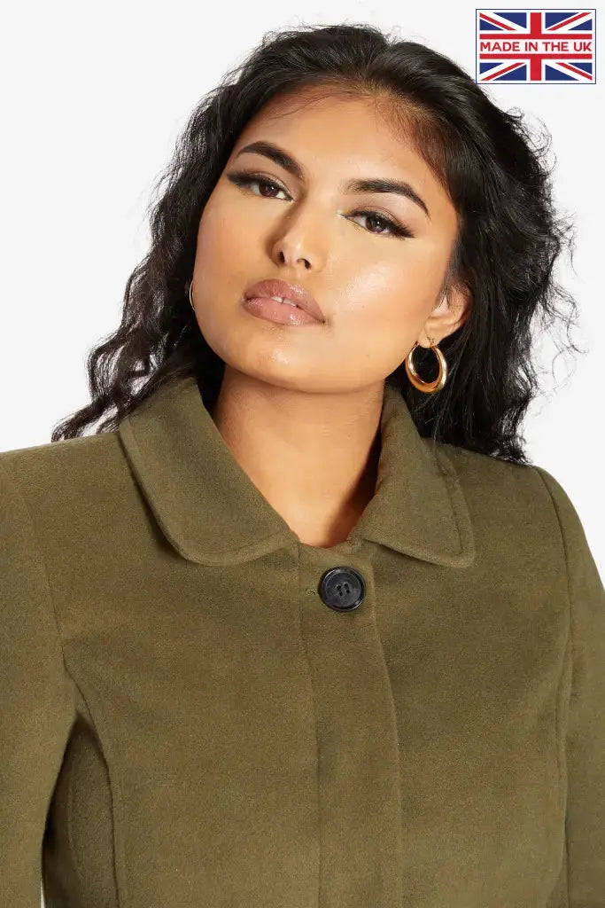 Womens Wool Blend Hip Length Covert Coat