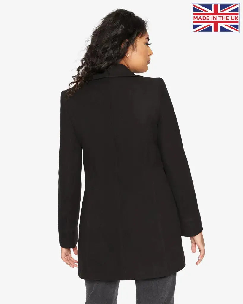Womens Wool Blend Hip Length Covert Coat