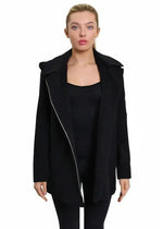 De La Creme - Women's Wool Blend Zip Up Hooded Coat