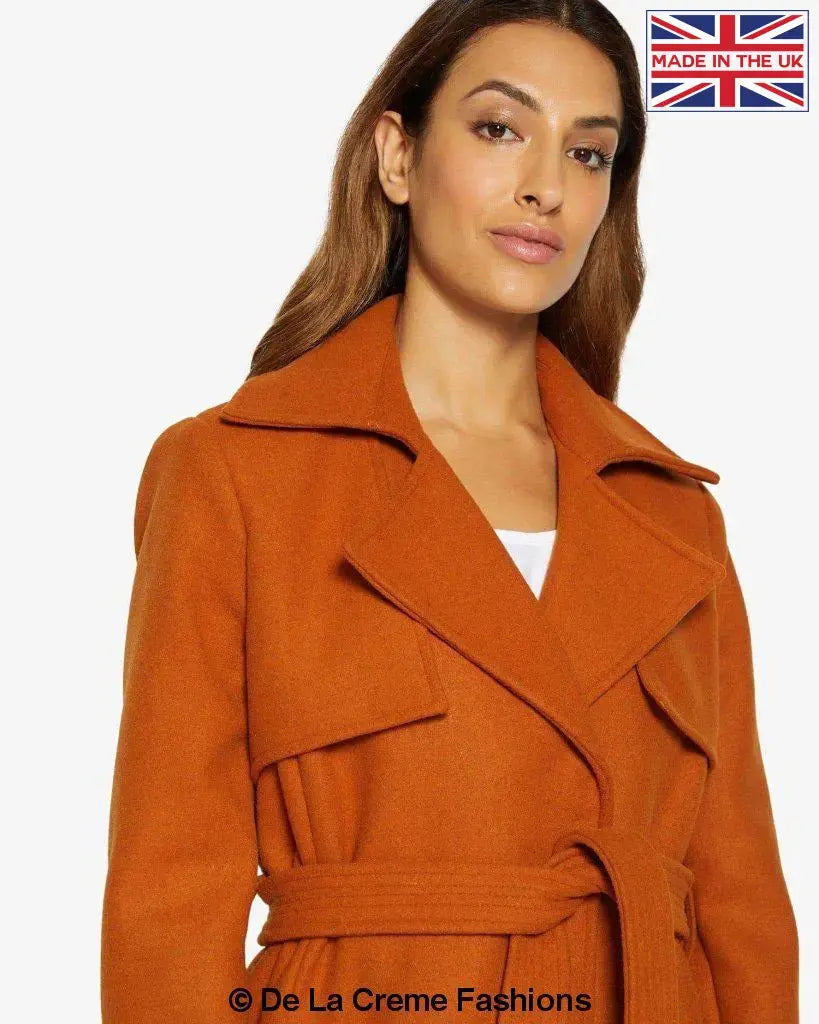 Dina Lapel Collar Duster Coat With Belt