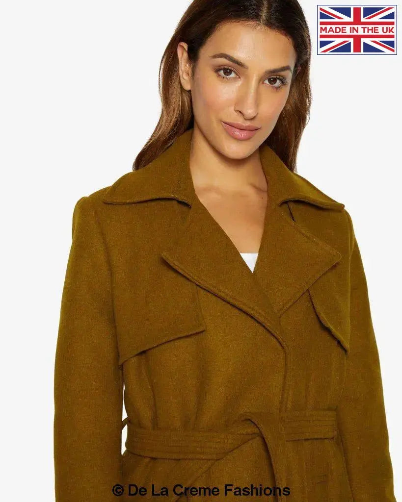 Dina Lapel Collar Duster Coat With Belt