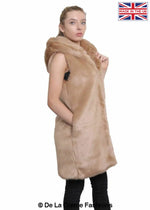 De La Creme - Women's Faux Fur Hooded Gilet