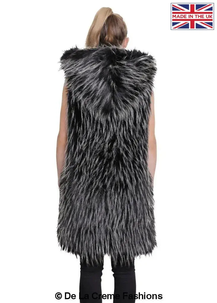 De La Creme - Women's Faux Fur Hooded Gilet