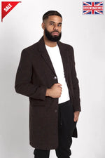 Mens Single Breasted Check Design Overcoat Coats & Jackets