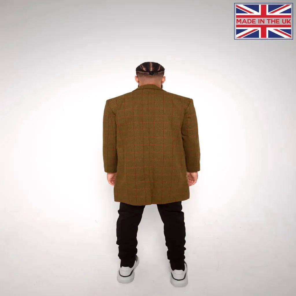 Mens Single Breasted Check Design Overcoat Coats & Jackets