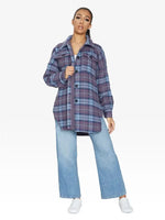 Oversized Nova Check Wool Blend Shacket Lilac / One Size (Fits Uk 8-14)