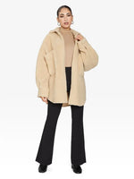 Oversized Patch Pocket Borg Teddy Shacket Beige / One Size (Fits Uk 8 - 14)