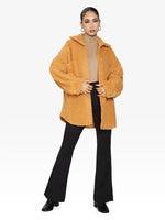 Oversized Patch Pocket Borg Teddy Shacket Mustard / One Size (Fits Uk 8 - 14)