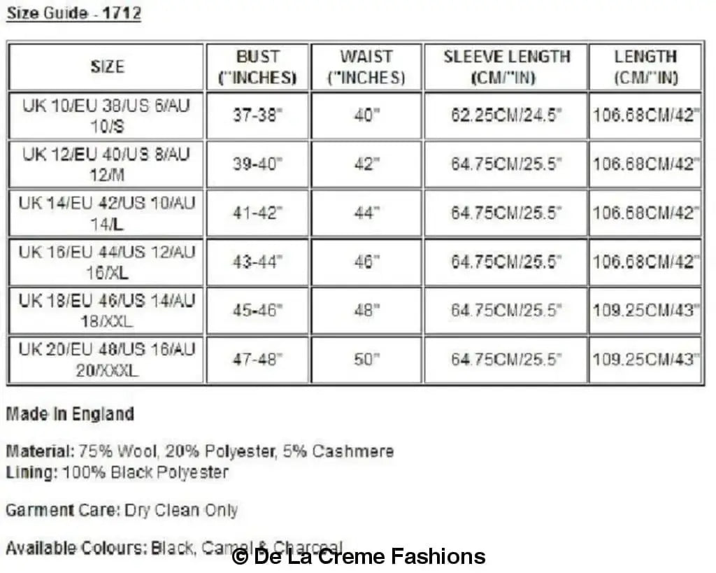 De La Creme - Women's Wool & Cashmere Blend Ladies Winter Warm Knee Length Coat