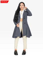 Spring/summer Double Breasted Skater Coat (1102-Sp) Grey / Uk 8/eu 36/us 4/xs