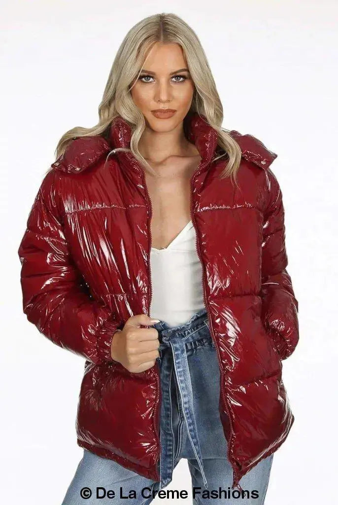 High Shine Funnel Neck Quilted Jacket