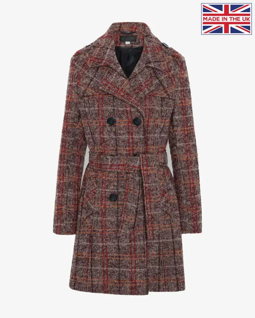 De La Creme Womens Wool Blend Check Double Breasted Military Coat Coats & Jackets
