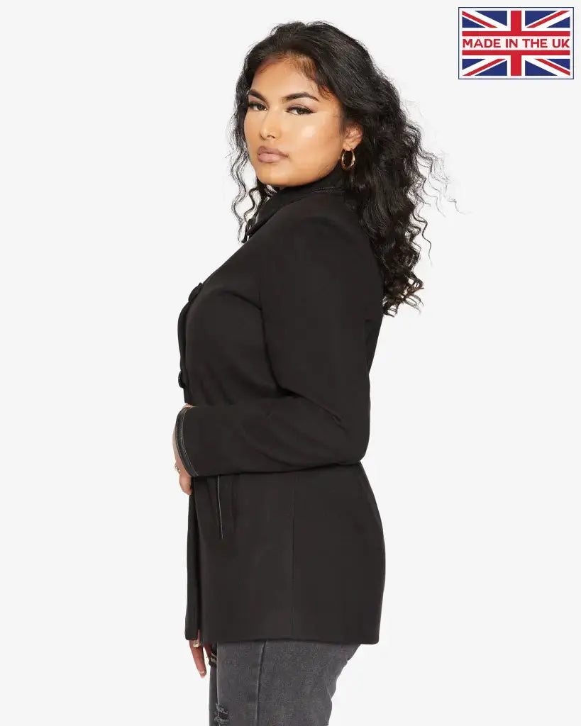 De La Creme - Womens Dogtooth Check Duffle Coat