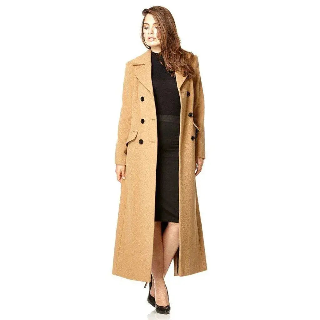 Long double breasted coat women's discount