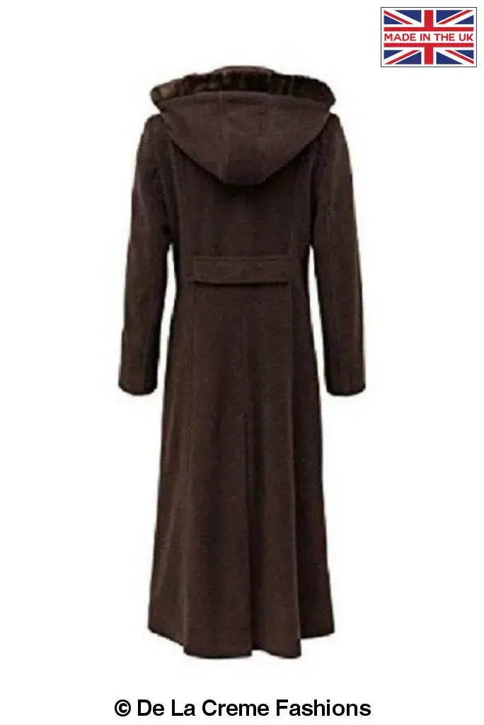 De La Creme - Womens Wool Blend Faux Fur Trim Hooded Long Coat