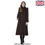 De La Creme - Womens Wool Blend Faux Fur Trim Hooded Long Coat