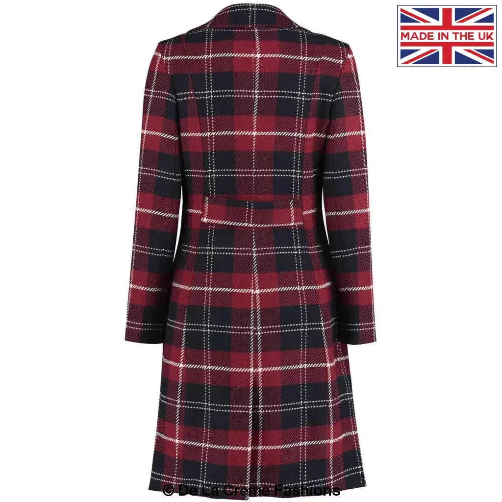 De La Creme - Womens Tartan Check Double Breasted Coat