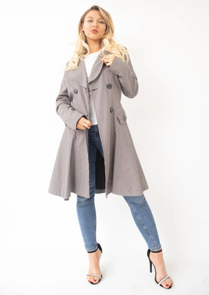 Vanessa Dogtooth Fit and Flare Mac Coat De La Creme