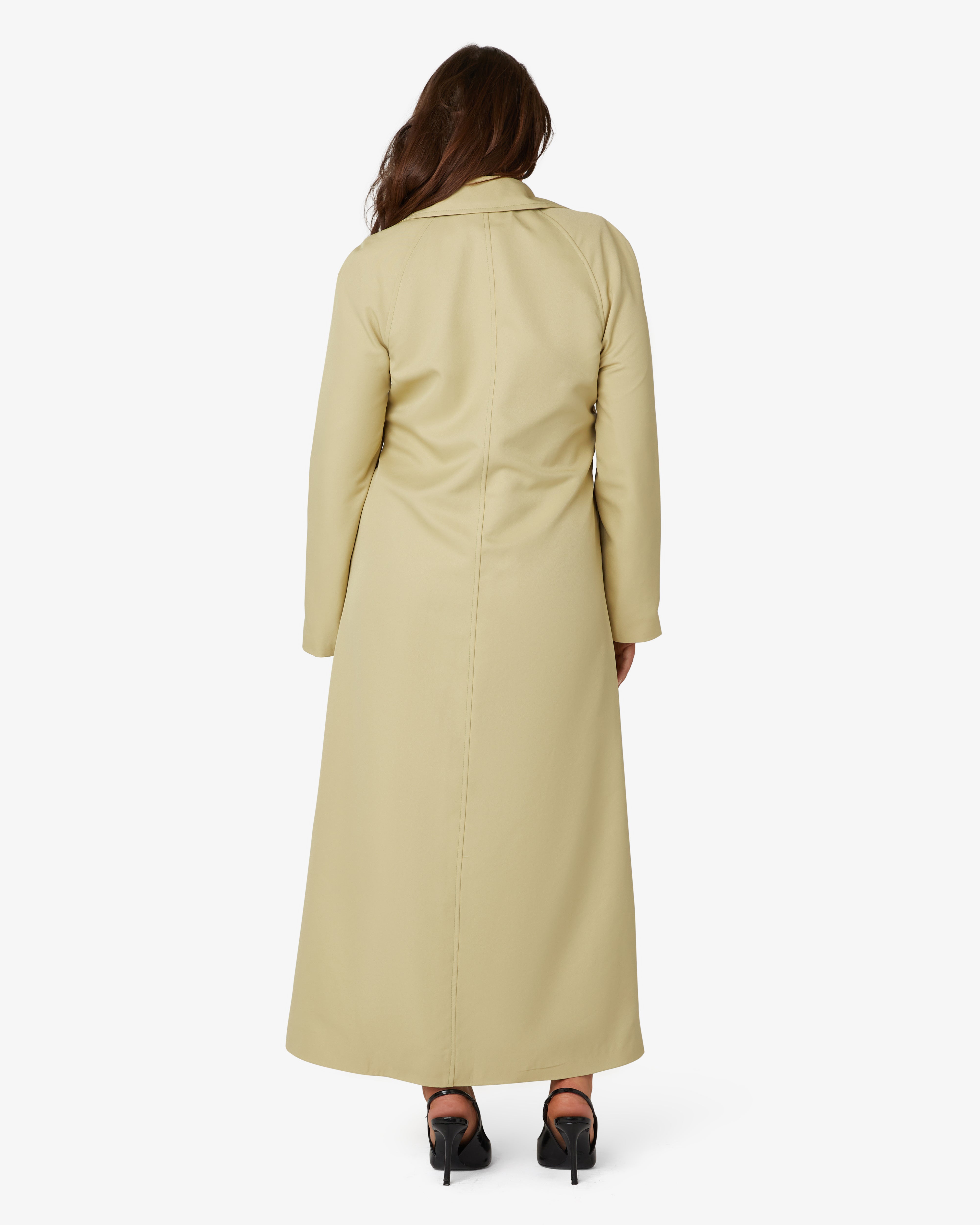 De La Creme Spring Summer Single Breasted Longline Collared Mac Coat