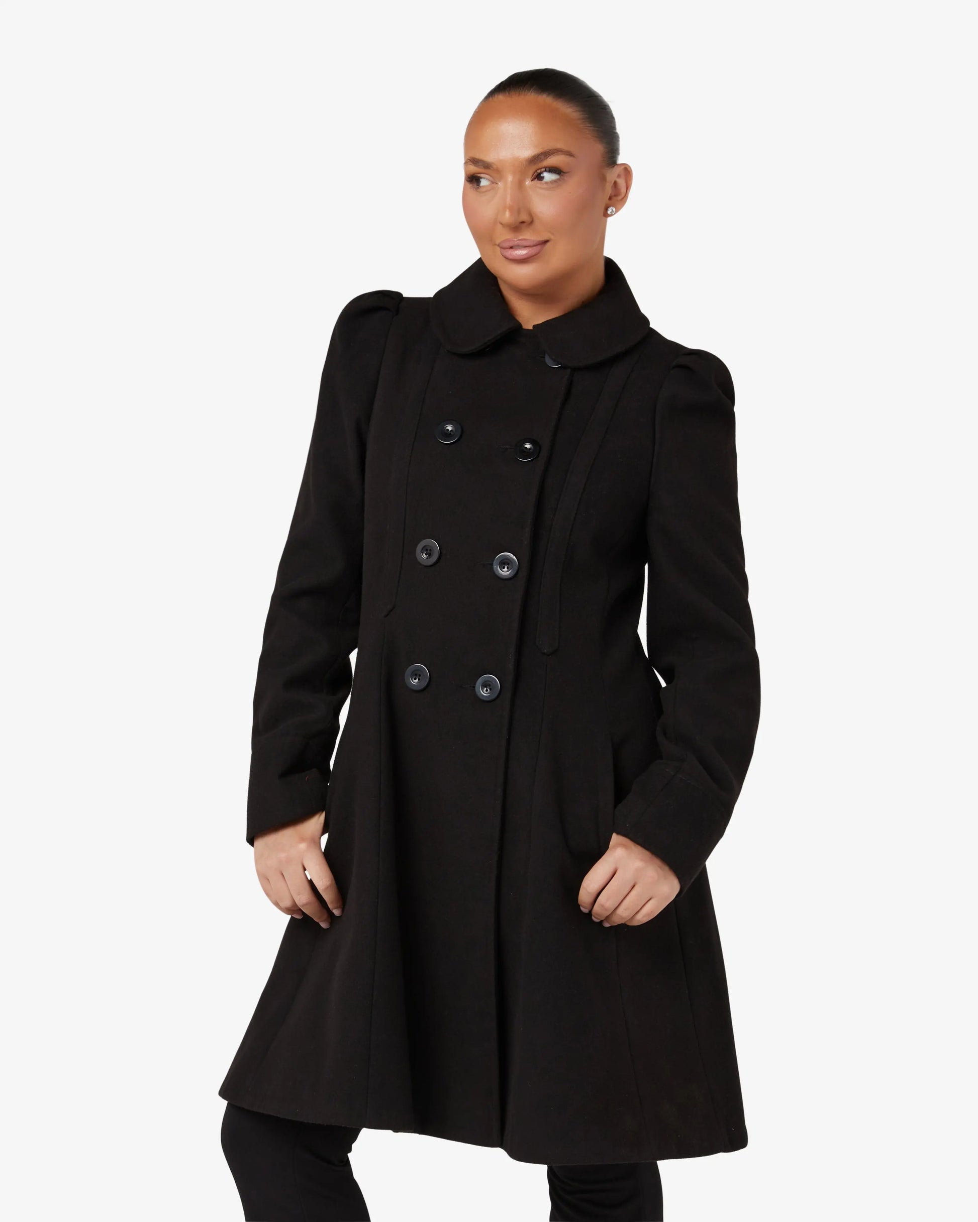 Double Breasted Peter Pan Collar Skater Coat (1209) De La Creme