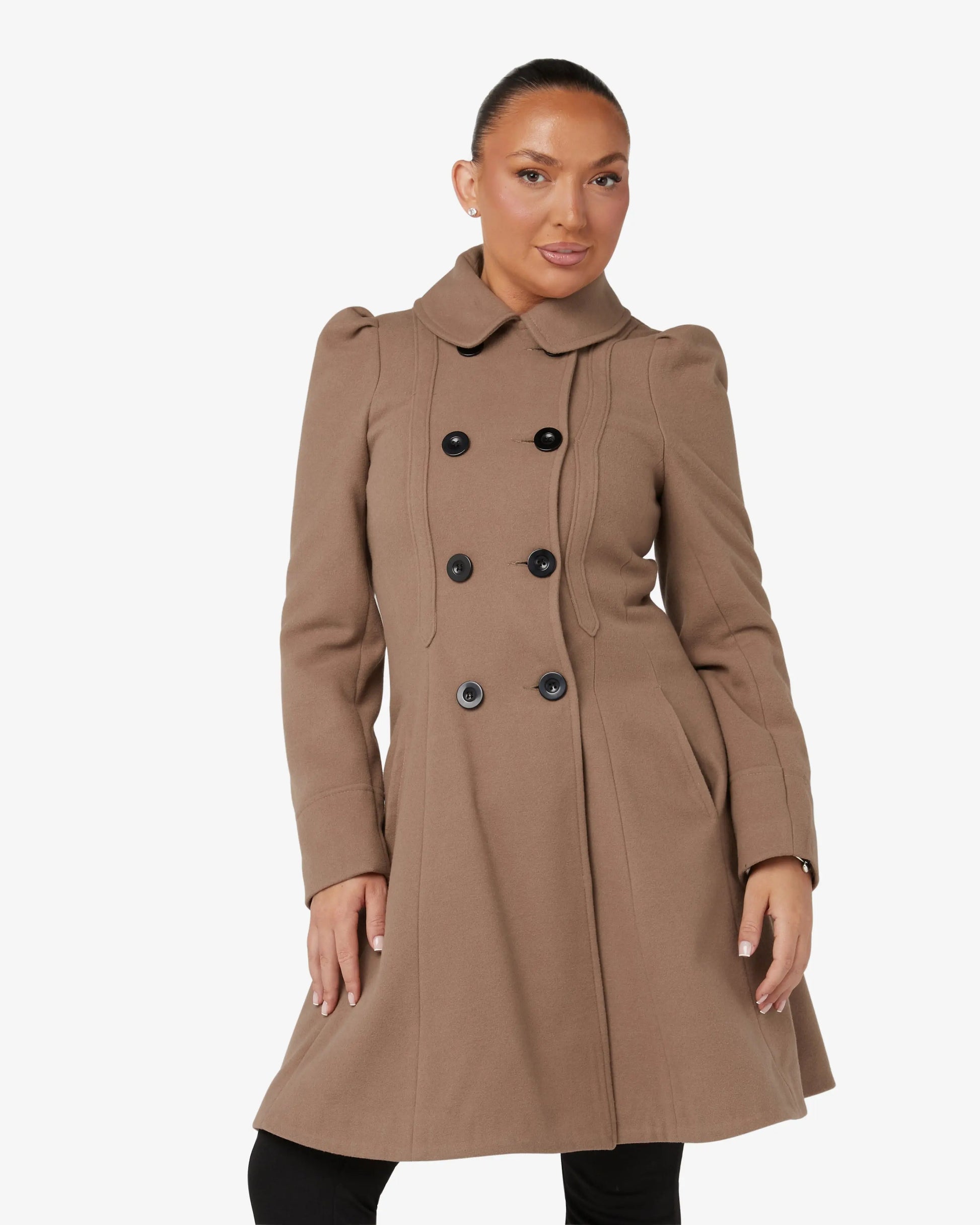 Double Breasted Peter Pan Collar Skater Coat (1209) De La Creme