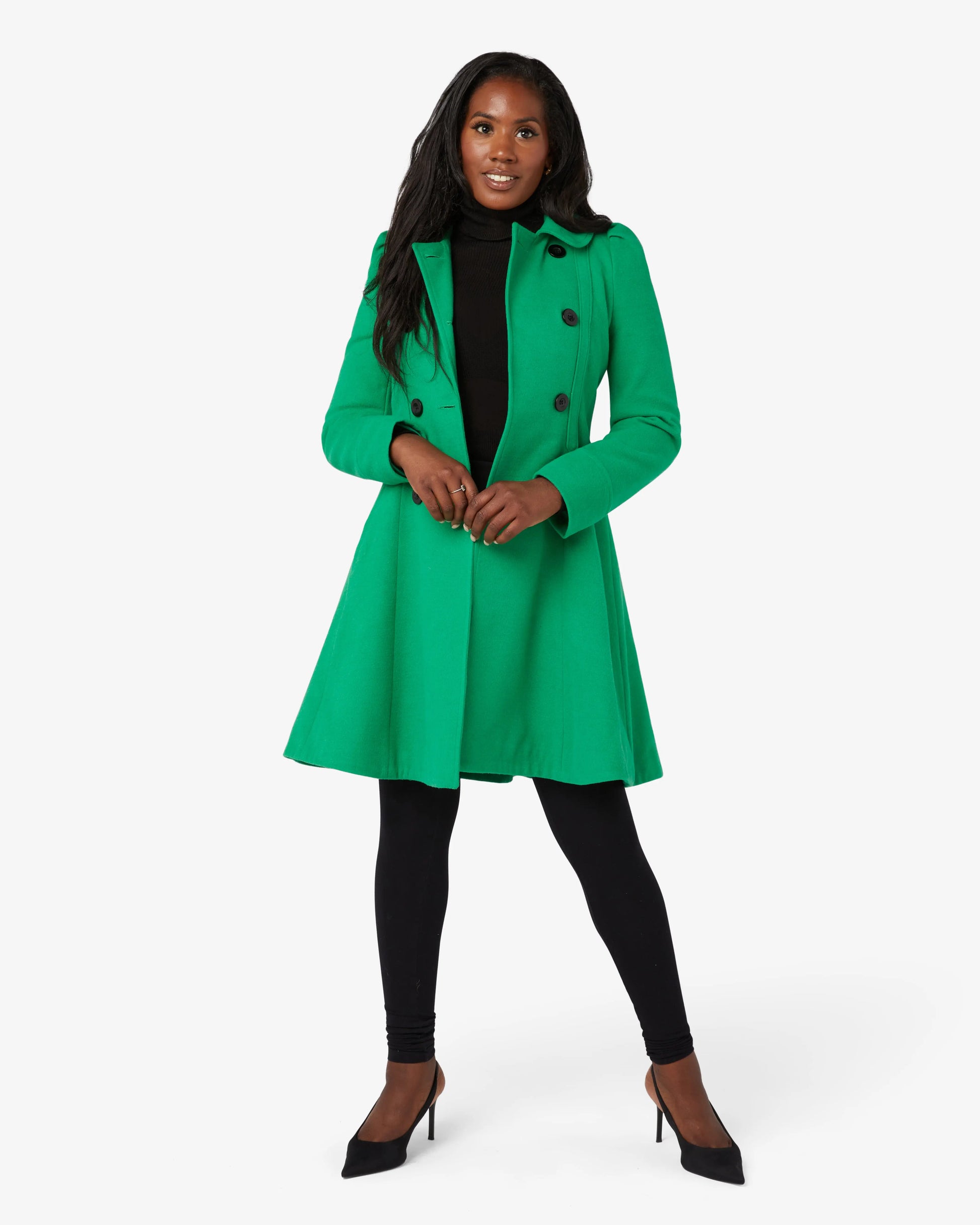 Double Breasted Peter Pan Collar Skater Coat (1209) De La Creme