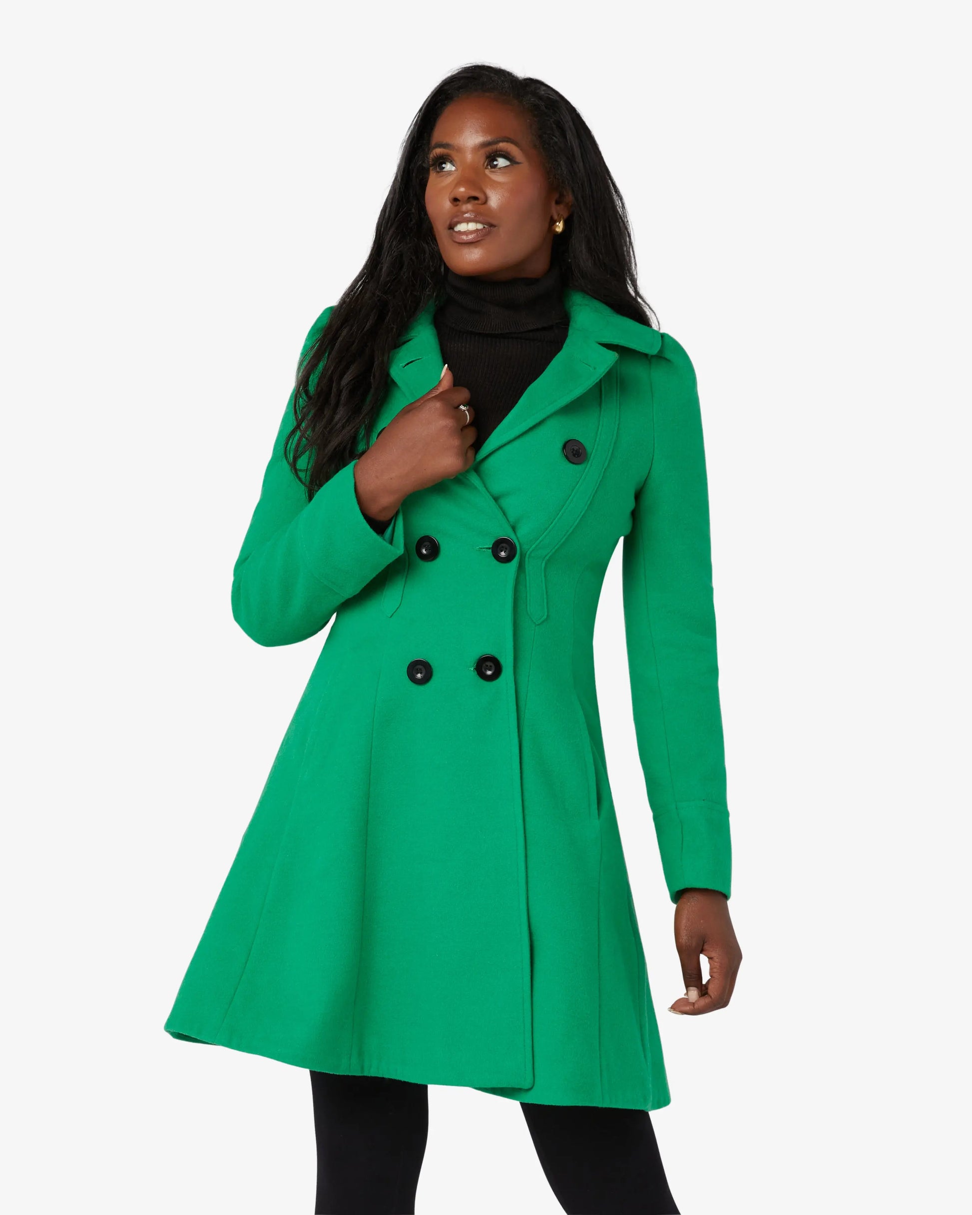 Double Breasted Peter Pan Collar Skater Coat (1209) De La Creme