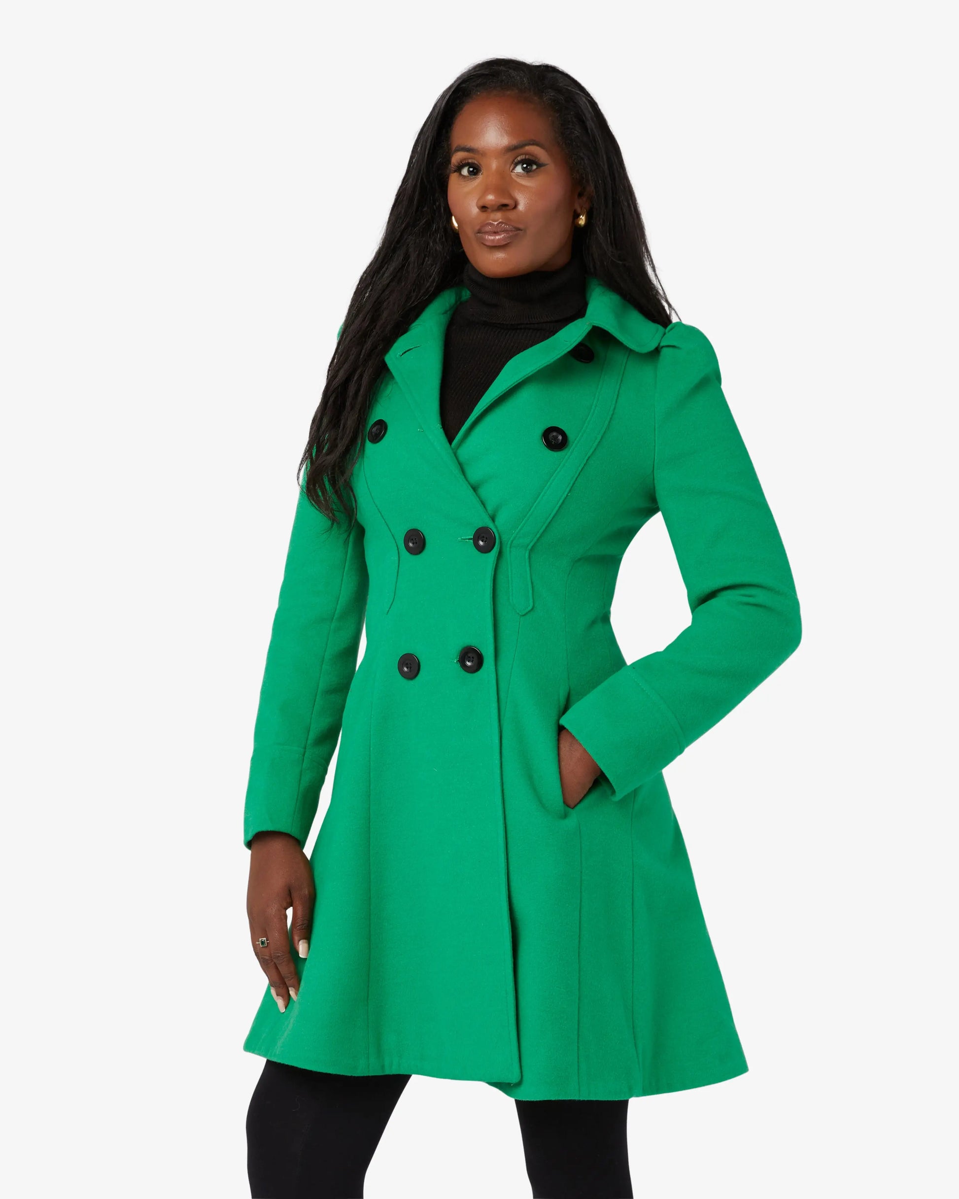 Double Breasted Peter Pan Collar Skater Coat (1209) De La Creme