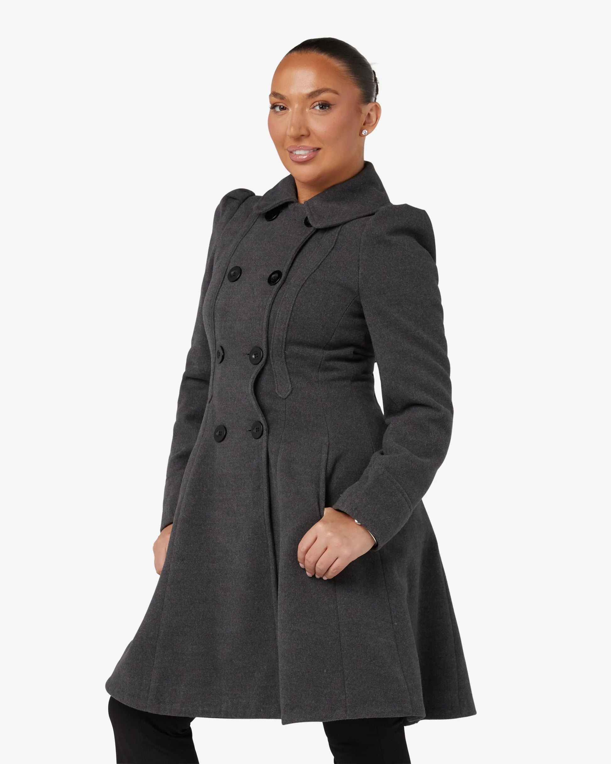 Double Breasted Peter Pan Collar Skater Coat (1209) De La Creme