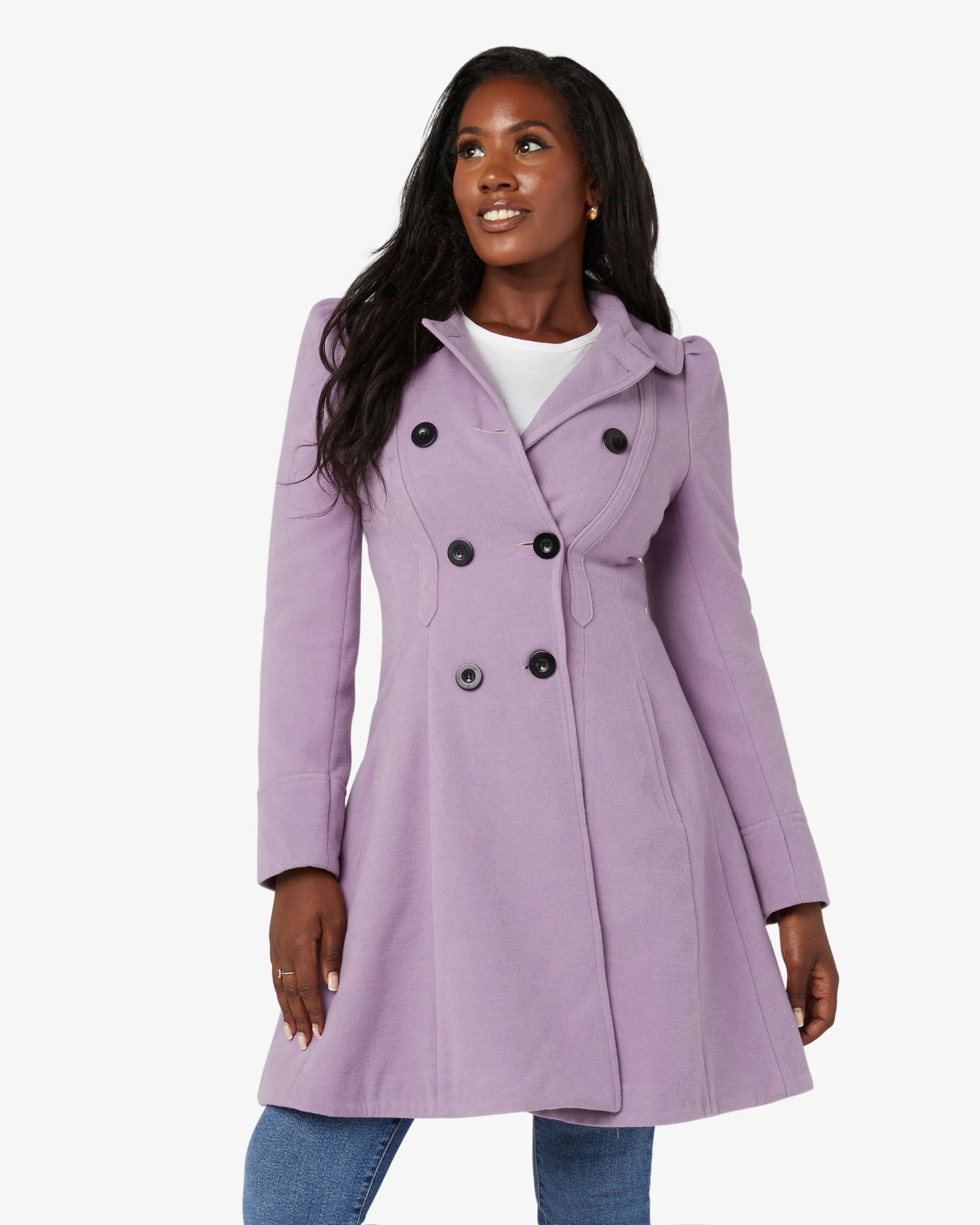 Double Breasted Peter Pan Collar Skater Coat (1209) De La Creme