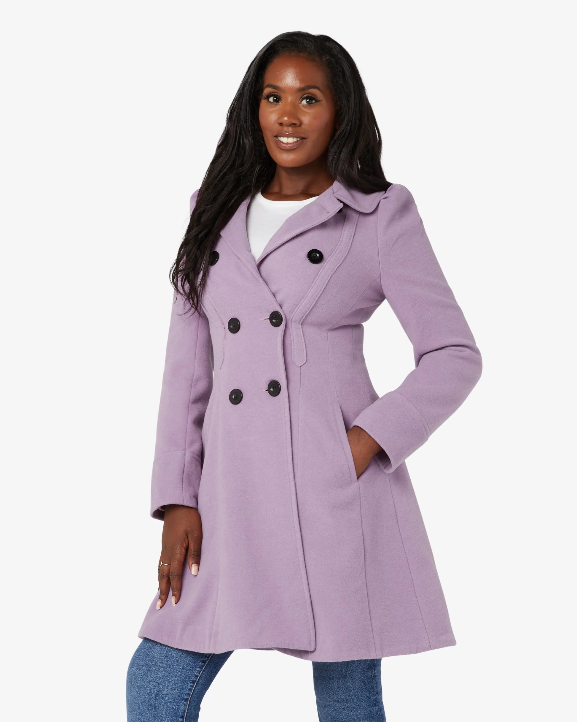 Double Breasted Peter Pan Collar Skater Coat (1209) De La Creme