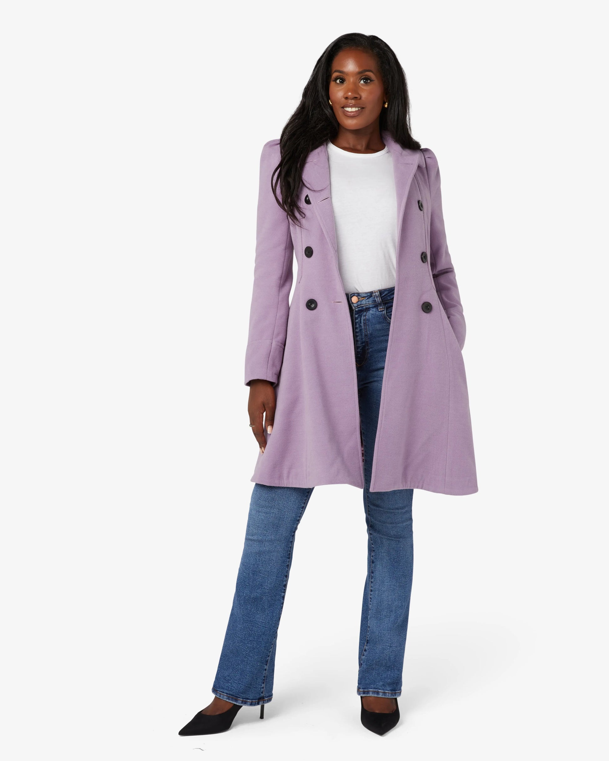 Double Breasted Peter Pan Collar Skater Coat (1209) De La Creme