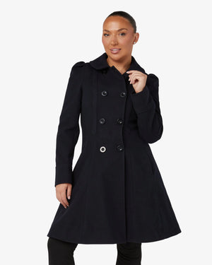 Double Breasted Peter Pan Collar Skater Coat (1209) De La Creme