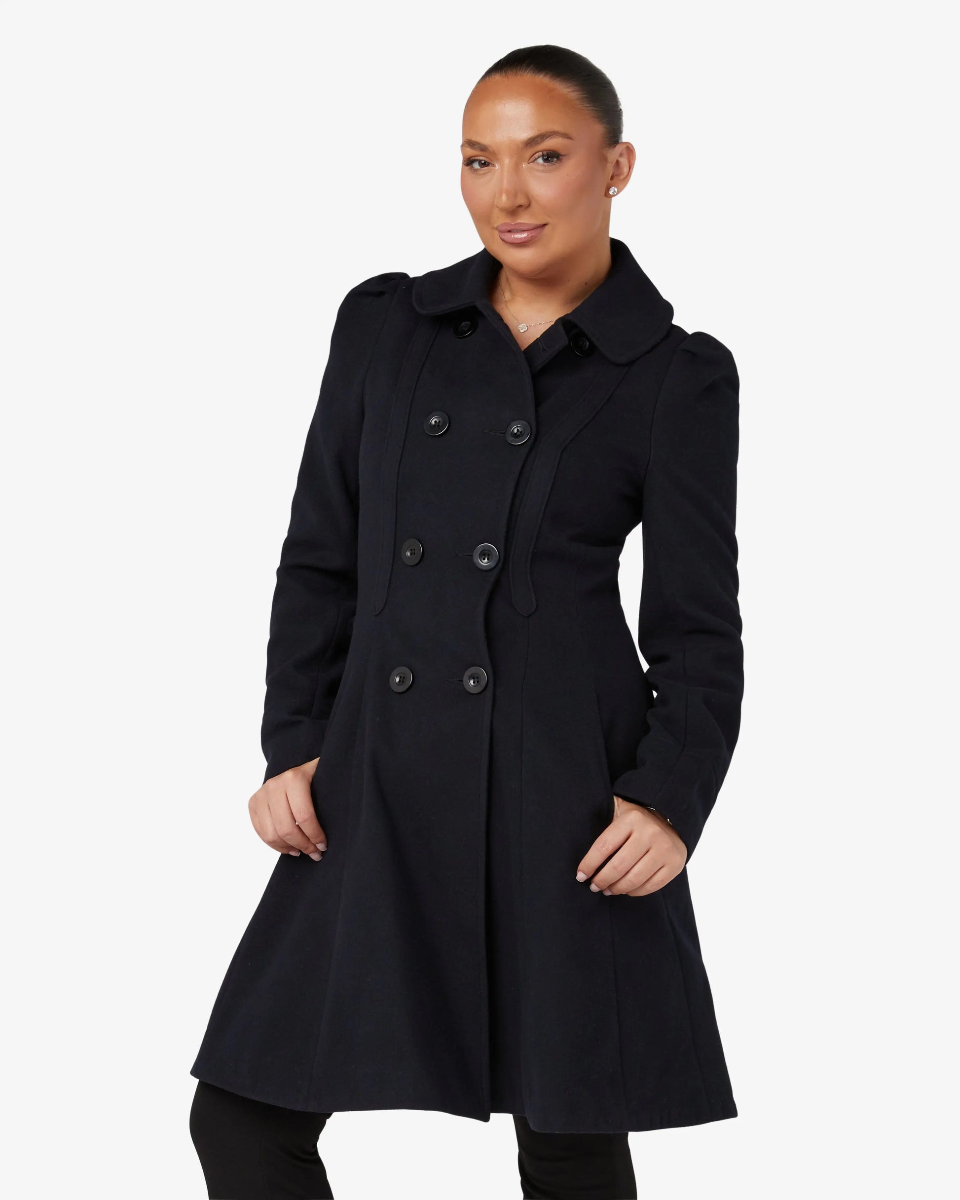 Double Breasted Peter Pan Collar Skater Coat (1209) De La Creme