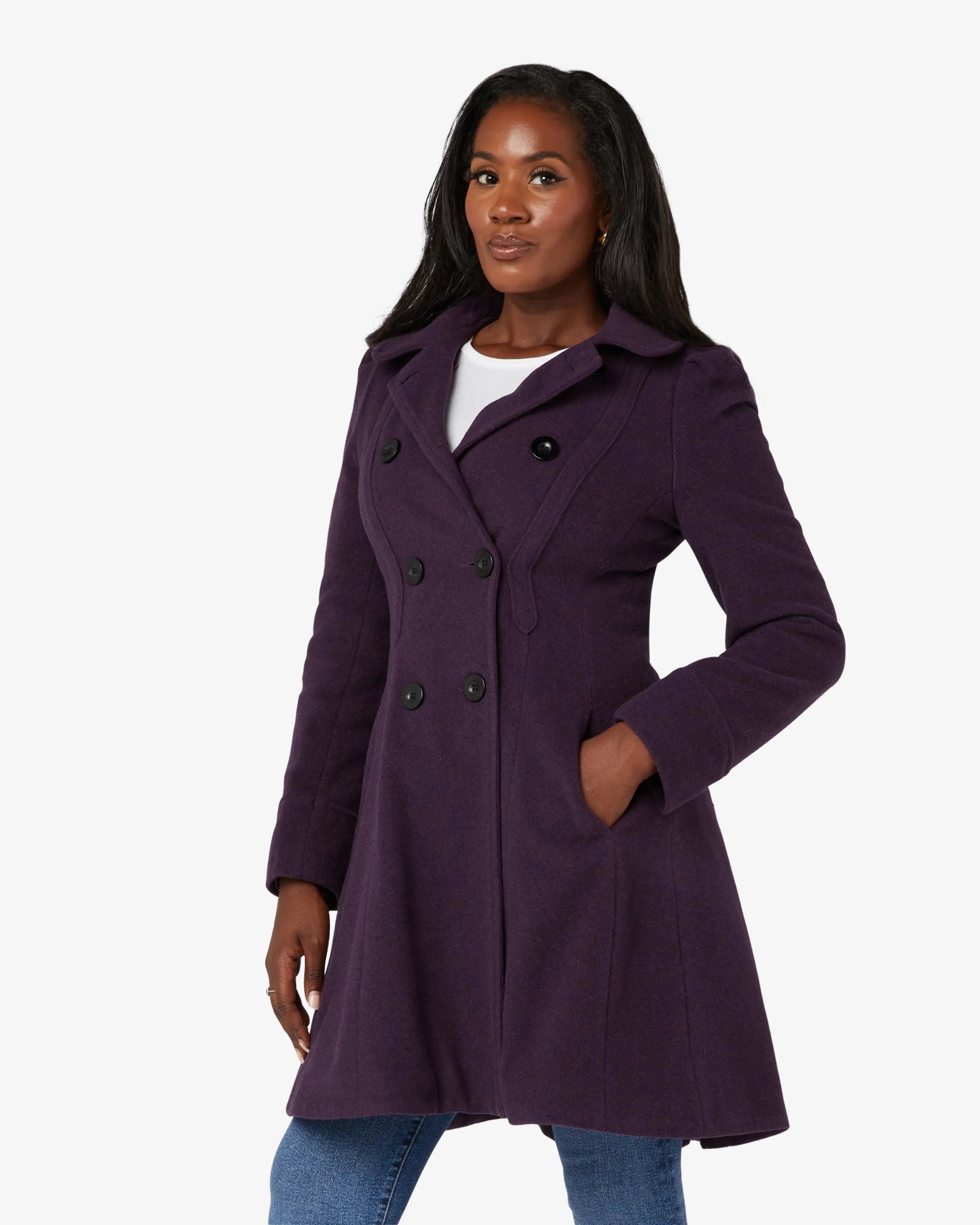Double Breasted Peter Pan Collar Skater Coat (1209) De La Creme