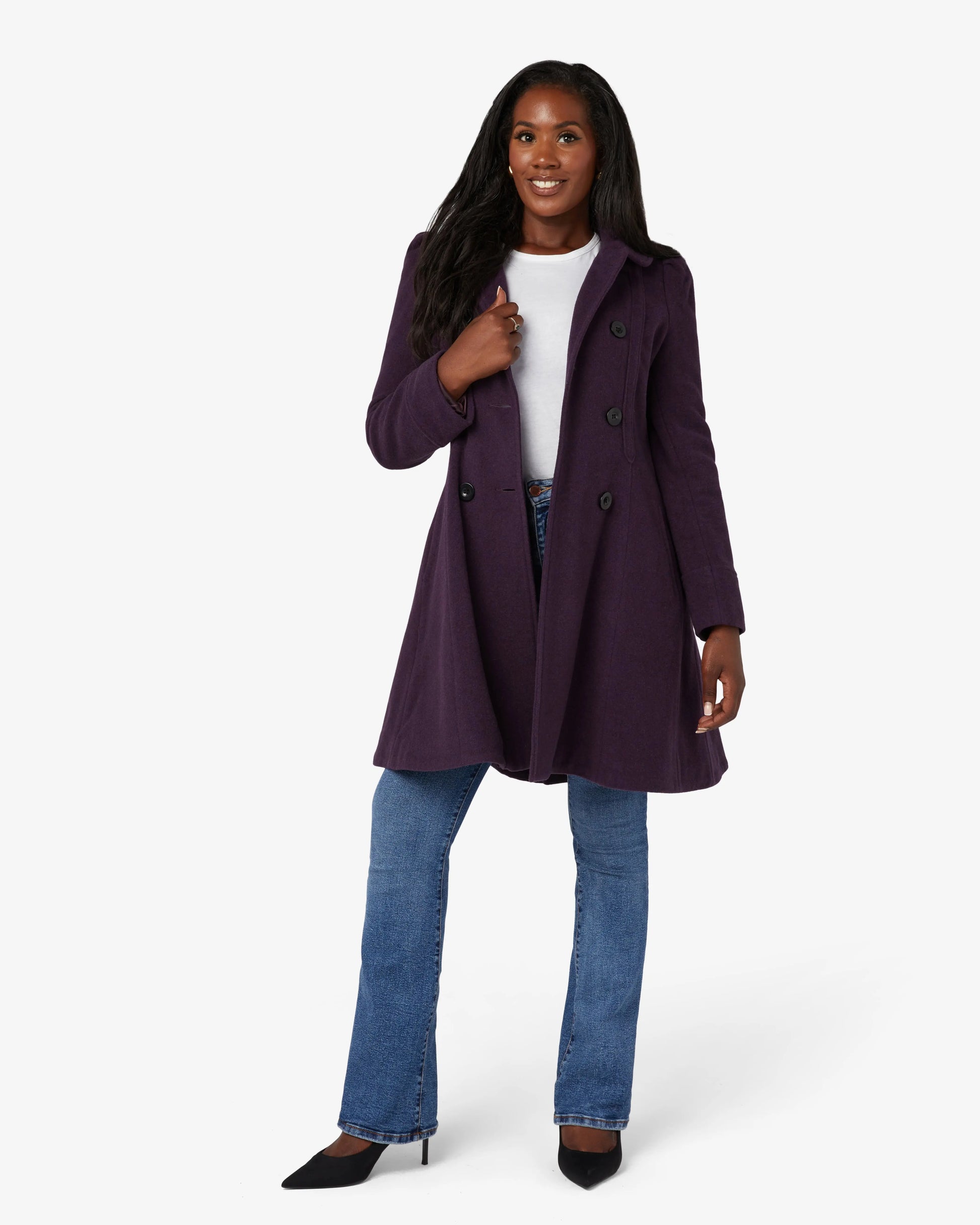 Double Breasted Peter Pan Collar Skater Coat (1209) De La Creme