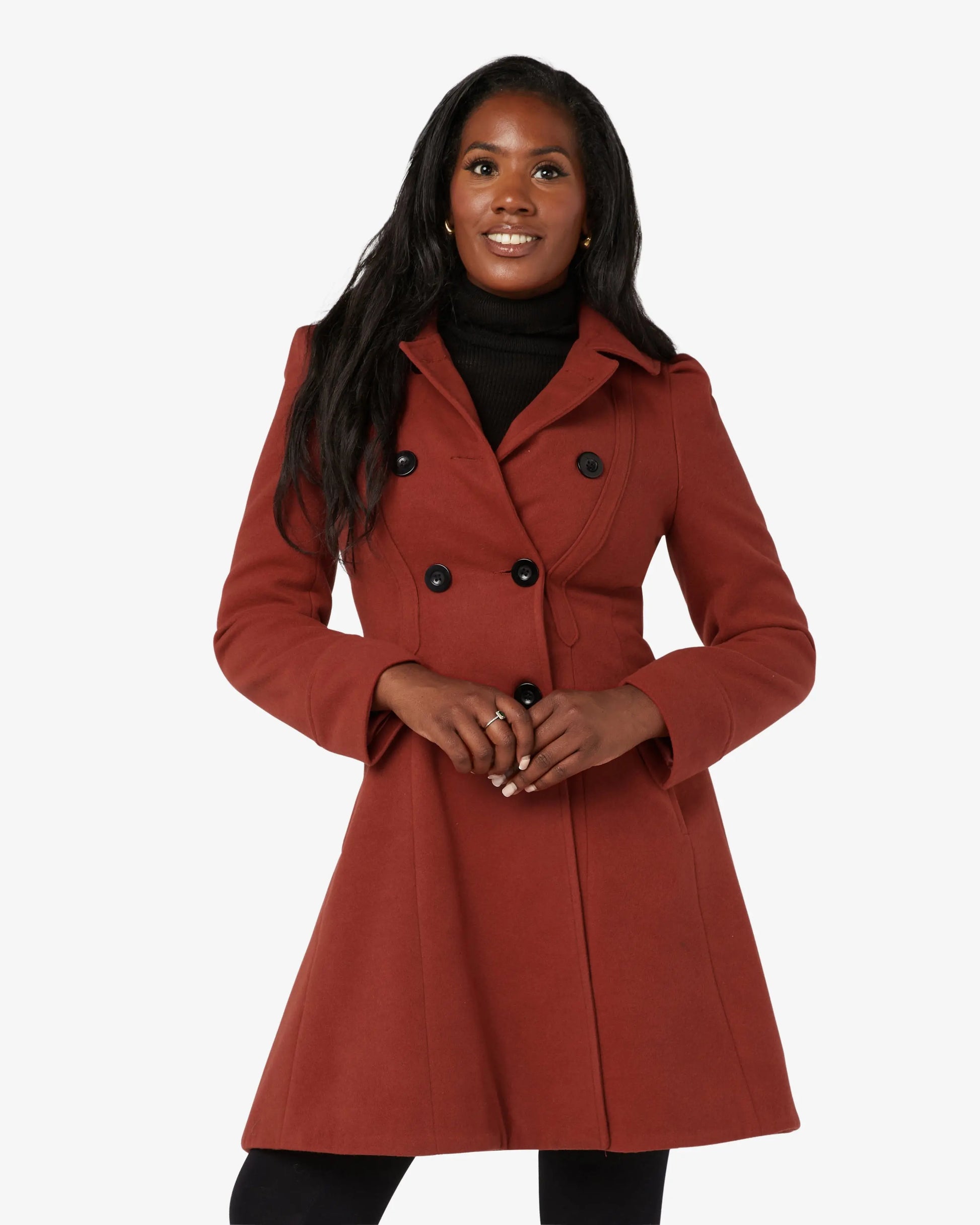 Double Breasted Peter Pan Collar Skater Coat (1209) De La Creme