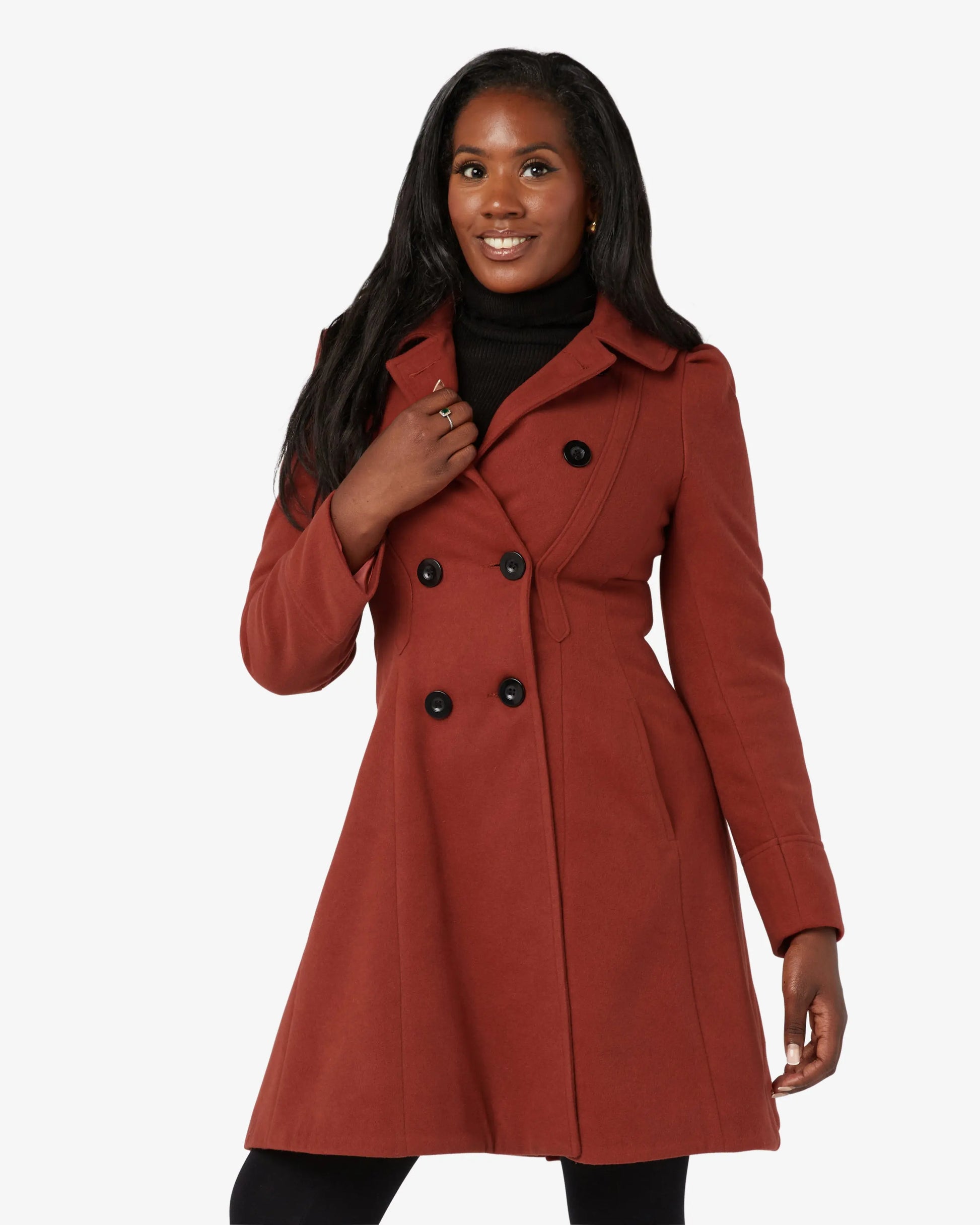 Double Breasted Peter Pan Collar Skater Coat (1209) De La Creme