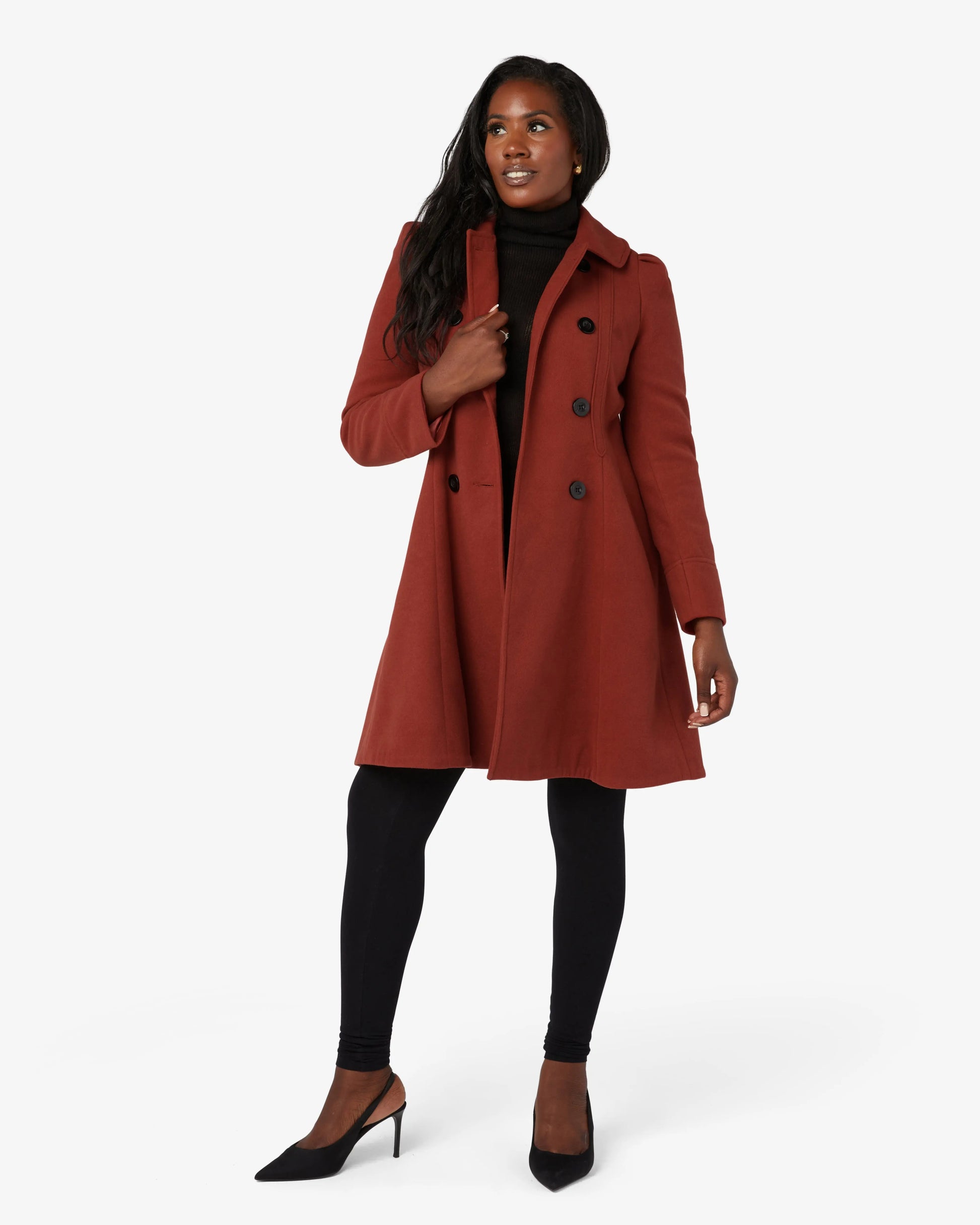 Double Breasted Peter Pan Collar Skater Coat (1209) De La Creme