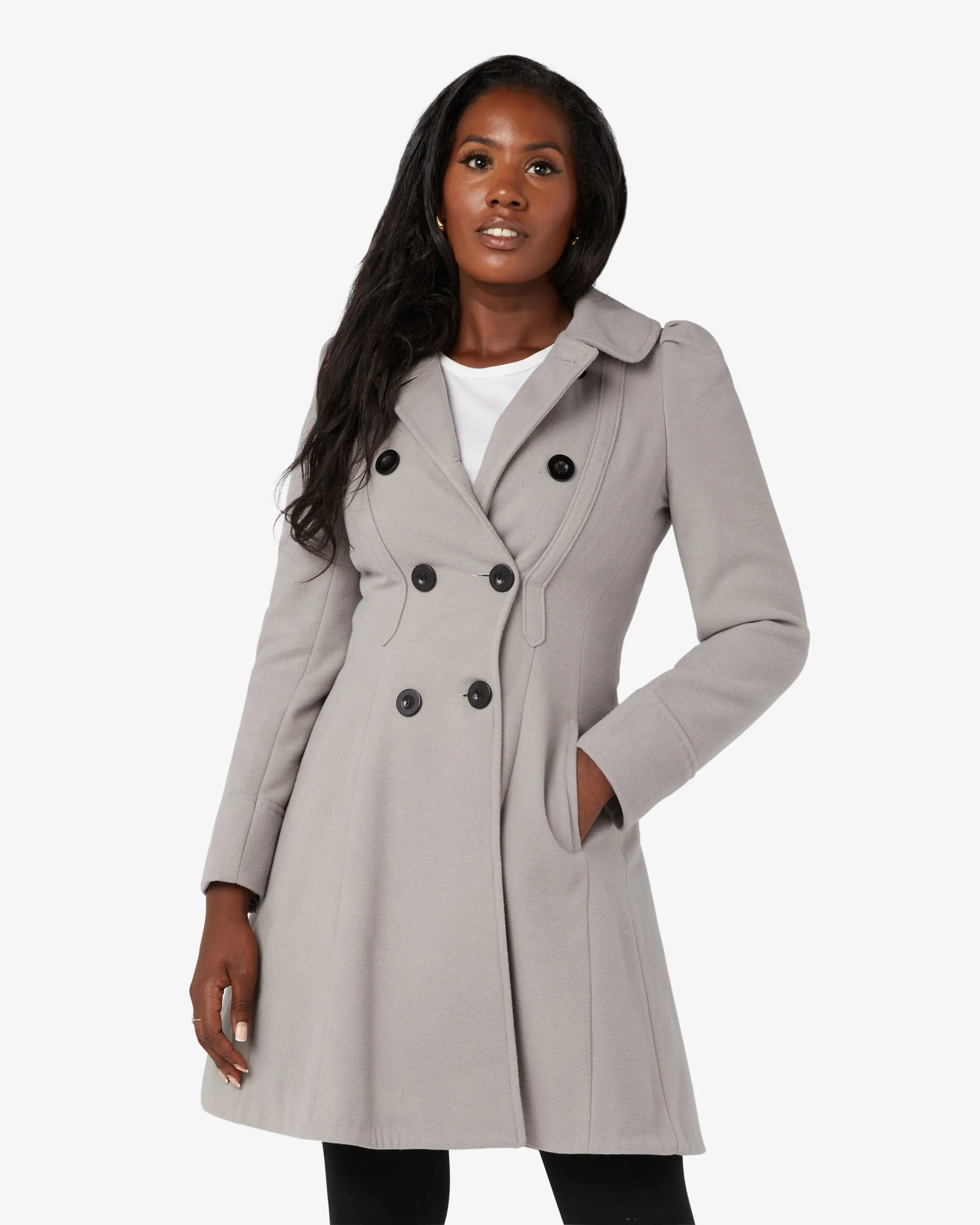 Double Breasted Peter Pan Collar Skater Coat (1209) De La Creme